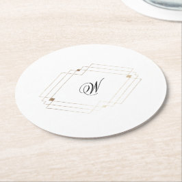 Kalligrafie Typografie Monogram Gold Deko Wedding Runder Pappuntersetzer