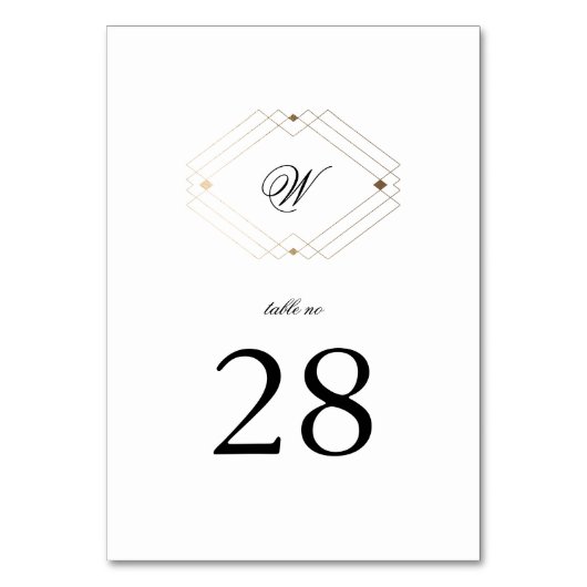 Kalligrafie Typografie Monogram Gold Deko Wedding Tischnummer (Vorderseite)