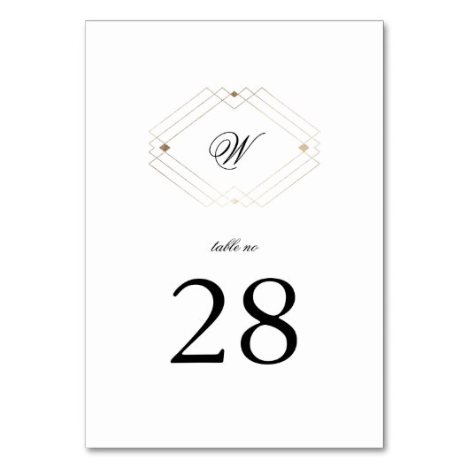 Kalligrafie Typografie Monogram Gold Deko Wedding Tischnummer (Vorderseite)