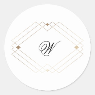 Kalligrafie Typografie Monogramm Gold Deco Hochzei Runder Aufkleber