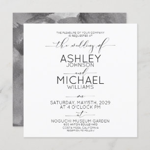 KALLIGRAFIE TYPOGRAPHIE Schwarz-weiße Square Weddi Einladung