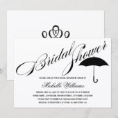 Kalligrafie Umbrella-Brautparty Einladung (Vorne/Hinten)