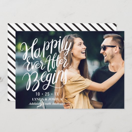 Kalligrafie und Foto-Hochzeit speichern Sie die Da Save The Date (Vorne/Hinten)