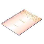 Kalligrafie und Goldkonfetti auf Rose Gold Notizblock (Linke Seite)