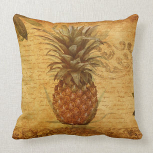 Kalligrafie und Vintage-Ananas-Kunst Kissen