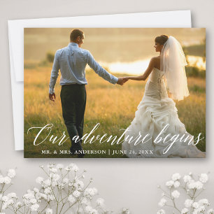 Kalligrafie Unser Abenteuer beginnt Hochzeit Dankeskarte