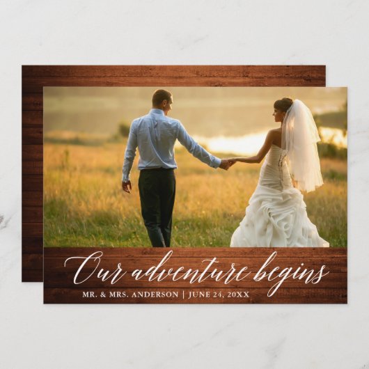 Kalligrafie Unser Abenteuer beginnt mit der Hochze Dankeskarte (Vorne/Hinten)