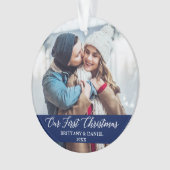 Kalligrafie Unser erstes Foto für Weihnachten Ornament (Vorderseite)
