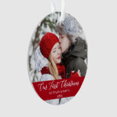 Kalligrafie Unser erstes Weihnachtslied Foto Red Ornament (Vorderseite)