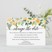 Kalligrafie verändert das Datum der gelben Blumenk Save The Date (Stehend Vorderseite)