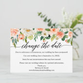 Kalligrafie verändert das Datum der Korallenfloral Save The Date (Stehend Vorderseite)