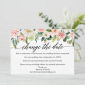 Kalligrafie verändert das Datum der rosa Blumenkar Save The Date (Stehend Vorderseite)