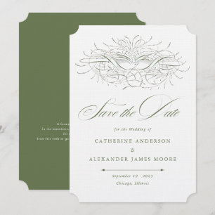 Kalligrafie Vogel Vintage Grün Hochzeit Save The Date