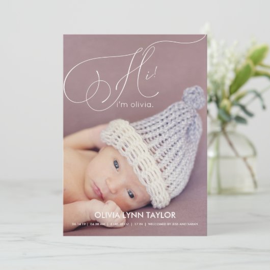 Kalligrafie Vollständiges Foto Geburtshilfeverkünd Einladung (Stehend Vorderseite)