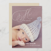 Kalligrafie Vollständiges Foto Geburtshilfeverkünd Einladung (Vorne/Hinten)