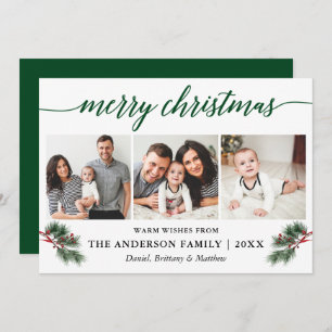 Kalligrafie Wasserfarbene Pines Berries 3 Foto Feiertagskarte