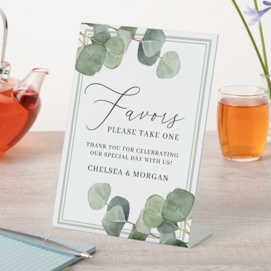 Kalligrafie Watercolor Eukalyptus-Gastgeschenk Hoc Sockelschild (In Situ)