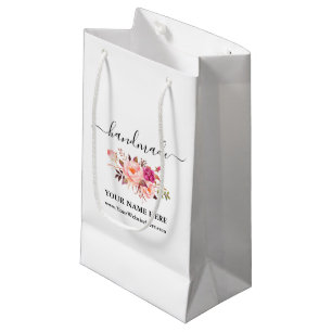 Kalligrafie Watercolor Pink Floral Handmade Bag Kleine Geschenktüte