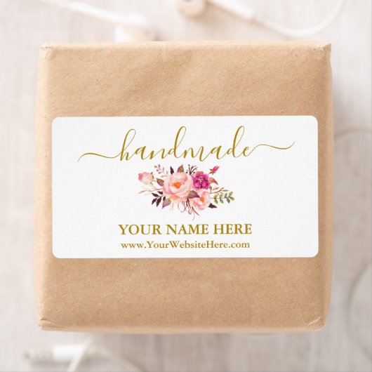 Kalligrafie Watercolor Pink Floral Handmade Labels (Insitu)