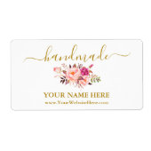 Kalligrafie Watercolor Pink Floral Handmade Labels (Vorne)