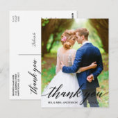 Kalligrafie | Wedding Bride Groom Foto Vielen Dank Postkarte (Vorne/Hinten)
