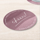 Kalligrafie Wedding Cheers Mauve ID771 Runder Pappuntersetzer (Angewinkelt)