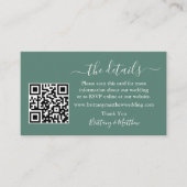 Kalligrafie Wedding Details QR Eukalyptus Green Begleitkarte (Vorderseite)