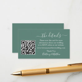 Kalligrafie Wedding Details QR Eukalyptus Green Begleitkarte