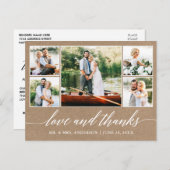 Kalligrafie Wedding Kraft 5 Foto Liebe Dank Postkarte (Vorne/Hinten)