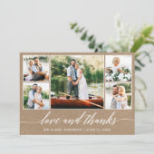 Kalligrafie Wedding Kraft Liebe Dank 5 Foto Dankeskarte (Stehend Vorderseite)