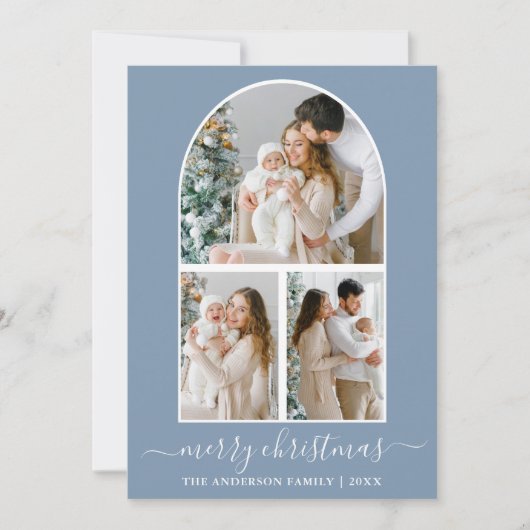 Kalligrafie Weihnachten 3 Foto Arch Dusty Blue (Vorderseite)