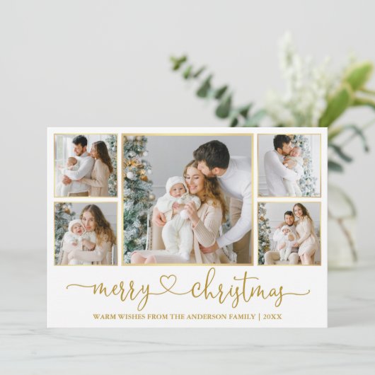 Kalligrafie Weihnachten 5 Foto Gold Rahmen (Stehend Vorderseite)