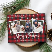 Kalligrafie Weihnachten Karierte String Lights 3 F Postkarte