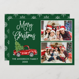 Kalligrafie Weihnachten Vintager Lkw Grün 2 Foto