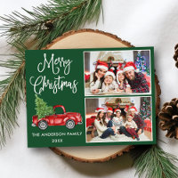 Kalligrafie Weihnachten Vintager Lkw Grün 2 Foto