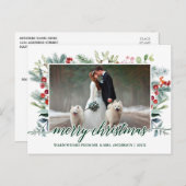 Kalligrafie Weihnachtsgrün Hochzeit Foto Grün Postkarte (Vorne/Hinten)