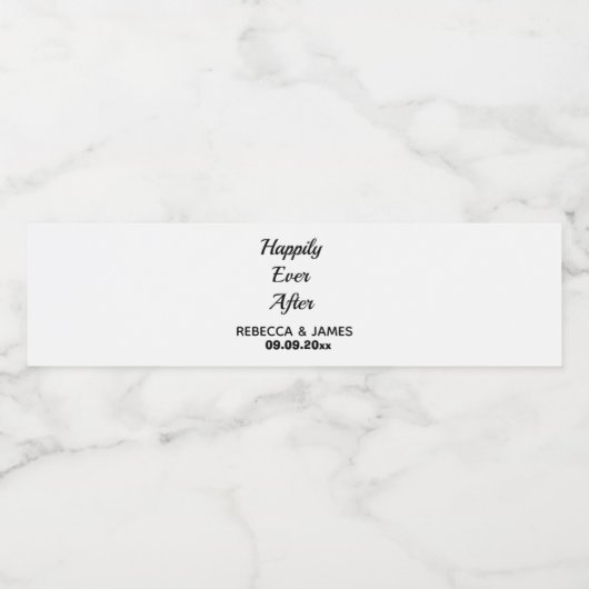 Kalligrafie weiß glücklich je nach Hochzeit Wasserflaschenetikett (Einzelnes Label)