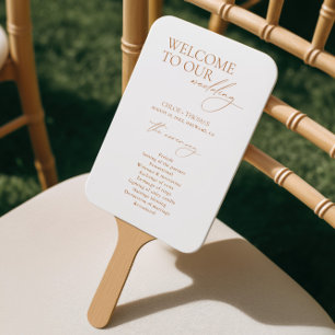 Kalligrafie Willkommens Hochzeitsprogramm Handfäch Fächer