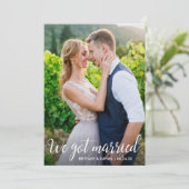 Kalligrafie Wir Got Verheiratete Hochzeitfotokarte Dankeskarte (Stehend Vorderseite)