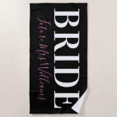 Kalligrafie Zukunft Frau Name Bride Pink Black Strandtuch (Vorderseite)