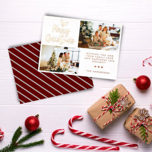 Kalligrafie Zwei Foto Strickte Weihnachtsfeiertage Folien Feiertagskarte