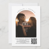 Kalligrafischer Foto-Arch mit QR-Code in Einladung (Vorderseite)