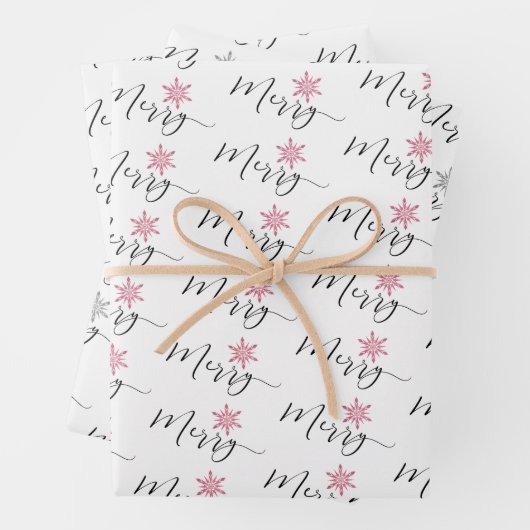Kalligrafischer Glitzer Schneeflocken Weihnachten Geschenkpapier Set (Beispiel)