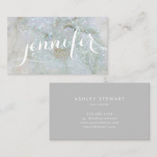 Kalligrafischer Marmorbarsch Glitzer Iridescent Ho Visitenkarte (Vorne/Hinten)