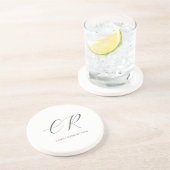 Kalligrafischer Monogrammname Schwarz-weißes benut Getränkeuntersetzer (Seite)