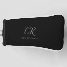 Kalligrafischer Monogrammname Schwarz-weißes benut Golf Headcover