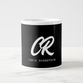 Kalligrafischer Monogrammname Schwarz-weißes benut Jumbo-Tasse