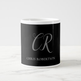 Kalligrafischer Monogrammname Schwarz-weißes benut Jumbo-Tasse