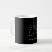 Kalligrafischer Monogrammname Schwarz-weißes benut Kaffeetasse (Vorderseite Links)