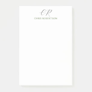 Kalligrafischer Monogrammname Schwarz-weißes benut Post-it Klebezettel